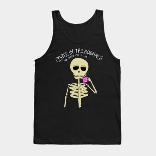 Skull drinks coffee Tank Top